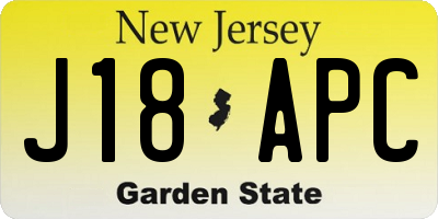 NJ license plate J18APC