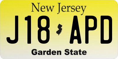 NJ license plate J18APD