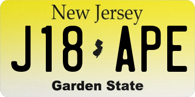 NJ license plate J18APE