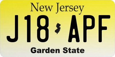 NJ license plate J18APF