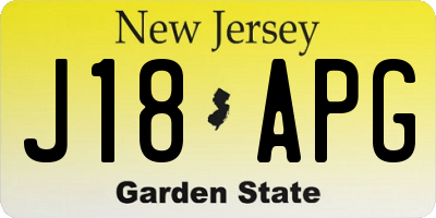 NJ license plate J18APG