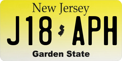 NJ license plate J18APH
