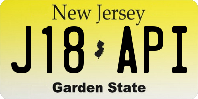 NJ license plate J18API