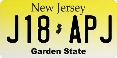 NJ license plate J18APJ