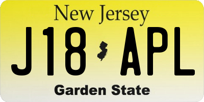 NJ license plate J18APL