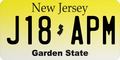 NJ license plate J18APM