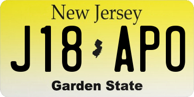 NJ license plate J18APO