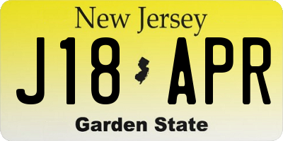 NJ license plate J18APR