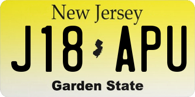 NJ license plate J18APU