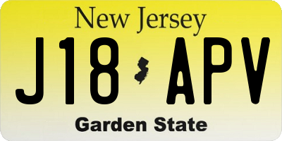 NJ license plate J18APV