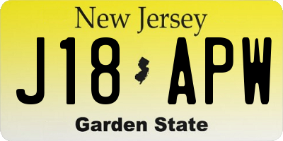 NJ license plate J18APW