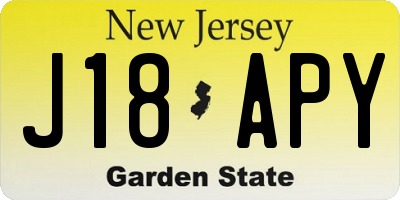 NJ license plate J18APY