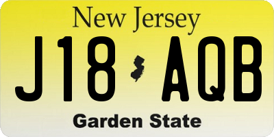 NJ license plate J18AQB