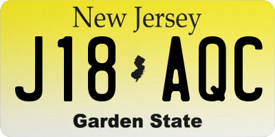 NJ license plate J18AQC