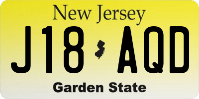 NJ license plate J18AQD