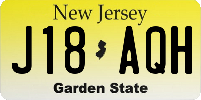 NJ license plate J18AQH