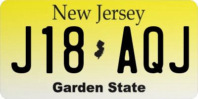 NJ license plate J18AQJ