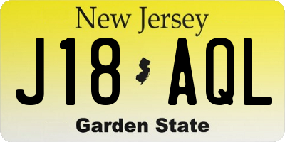NJ license plate J18AQL