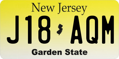 NJ license plate J18AQM