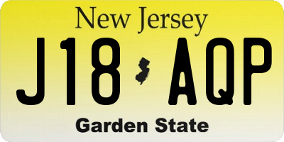 NJ license plate J18AQP