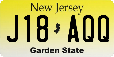 NJ license plate J18AQQ