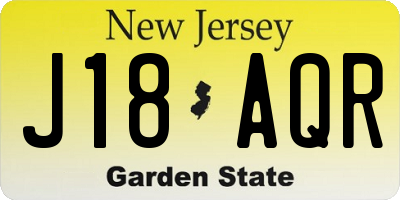 NJ license plate J18AQR