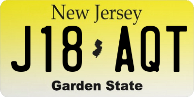 NJ license plate J18AQT