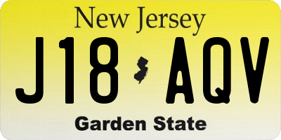 NJ license plate J18AQV