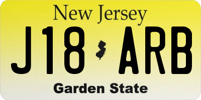 NJ license plate J18ARB