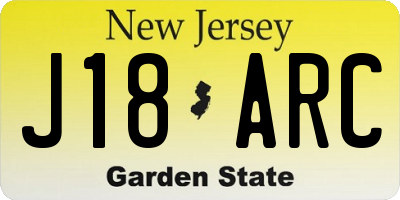 NJ license plate J18ARC
