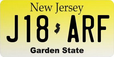 NJ license plate J18ARF