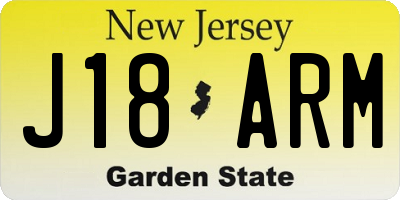 NJ license plate J18ARM