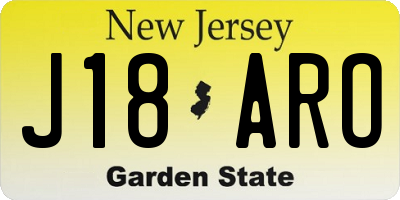 NJ license plate J18ARO