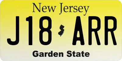 NJ license plate J18ARR