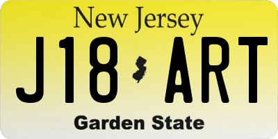 NJ license plate J18ART