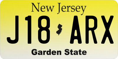 NJ license plate J18ARX