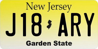 NJ license plate J18ARY