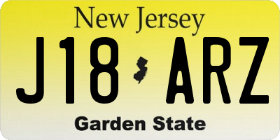 NJ license plate J18ARZ