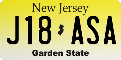 NJ license plate J18ASA