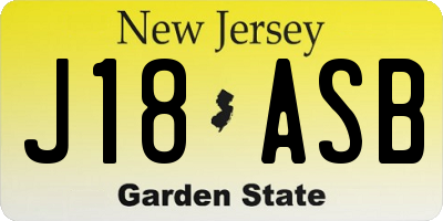 NJ license plate J18ASB