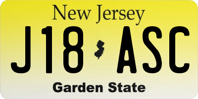 NJ license plate J18ASC
