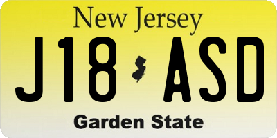 NJ license plate J18ASD