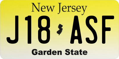 NJ license plate J18ASF