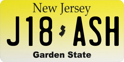 NJ license plate J18ASH