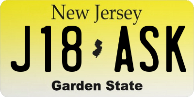 NJ license plate J18ASK