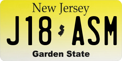 NJ license plate J18ASM
