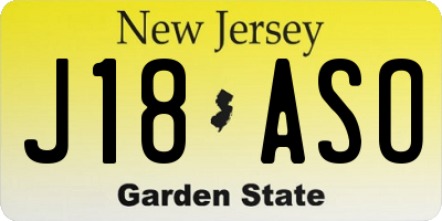 NJ license plate J18ASO