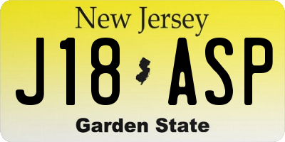 NJ license plate J18ASP