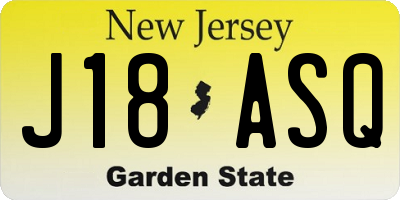 NJ license plate J18ASQ
