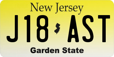NJ license plate J18AST